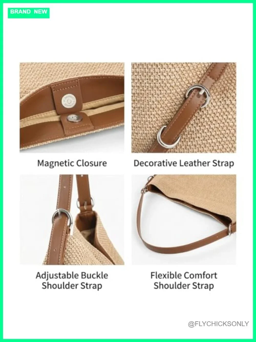 Woven Hobo Bag Summer Straw-Like Shoulder Bag Crossbody Purse Beach Tote